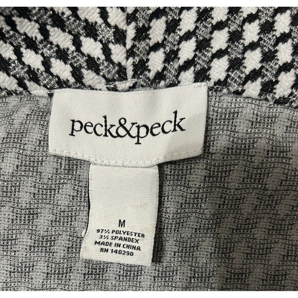 Peck & Peck Houndstooth Cowl Neck Black White Silver Button Shift Mini D… - Picture 9 of 9